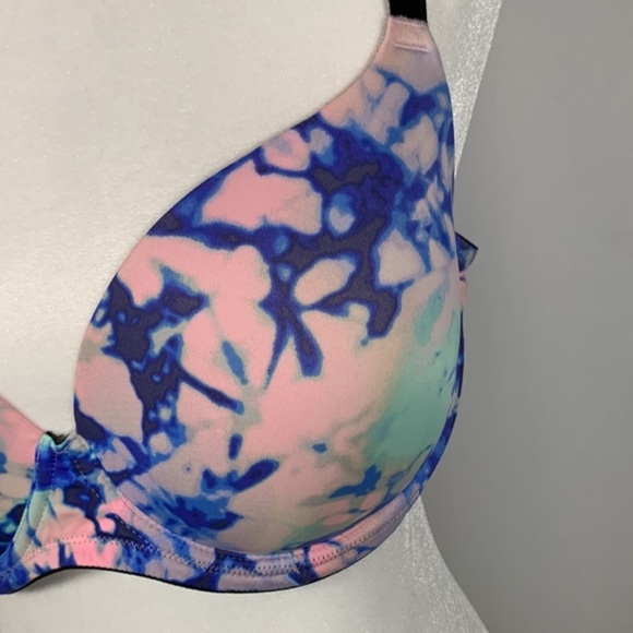 PINK Victoria’s Secret Blue & Pink Tie-Dye Bra 36DD - Picture 3 of 9